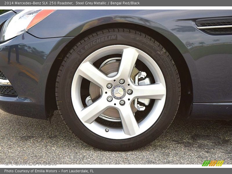 Steel Grey Metallic / Bengal Red/Black 2014 Mercedes-Benz SLK 250 Roadster