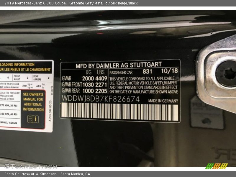 Graphite Grey Metallic / Silk Beige/Black 2019 Mercedes-Benz C 300 Coupe