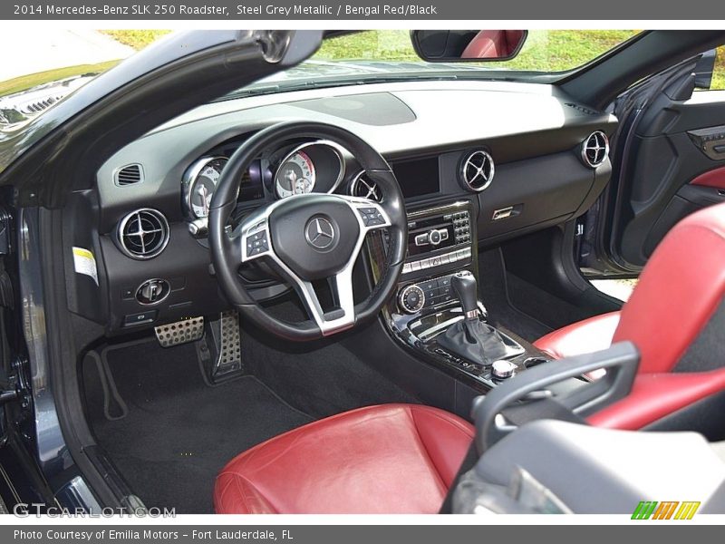 Steel Grey Metallic / Bengal Red/Black 2014 Mercedes-Benz SLK 250 Roadster