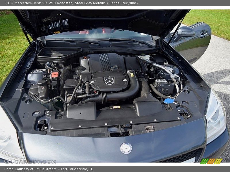 Steel Grey Metallic / Bengal Red/Black 2014 Mercedes-Benz SLK 250 Roadster