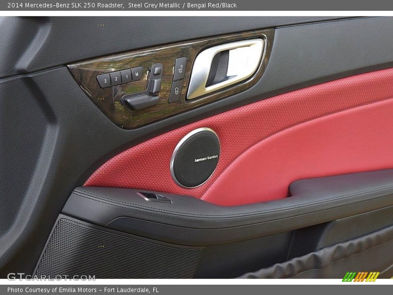Steel Grey Metallic / Bengal Red/Black 2014 Mercedes-Benz SLK 250 Roadster