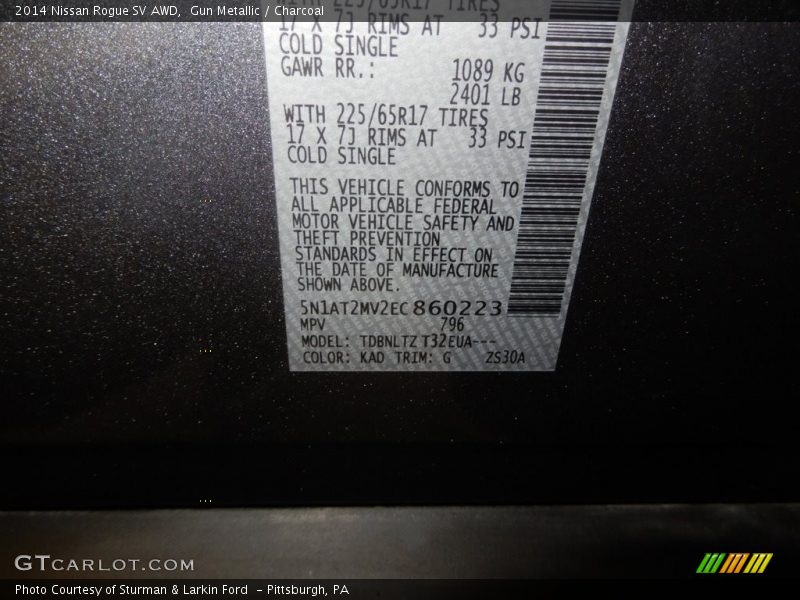 Gun Metallic / Charcoal 2014 Nissan Rogue SV AWD
