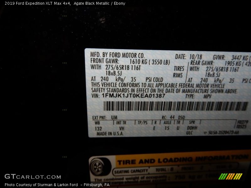 Agate Black Metallic / Ebony 2019 Ford Expedition XLT Max 4x4