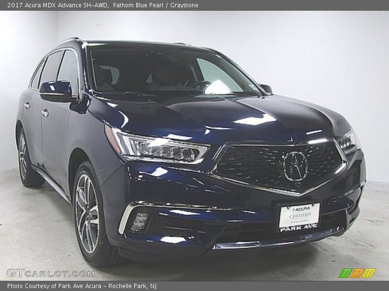 Fathom Blue Pearl / Graystone 2017 Acura MDX Advance SH-AWD