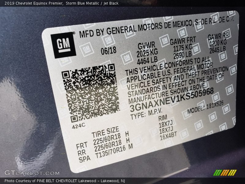 Storm Blue Metallic / Jet Black 2019 Chevrolet Equinox Premier