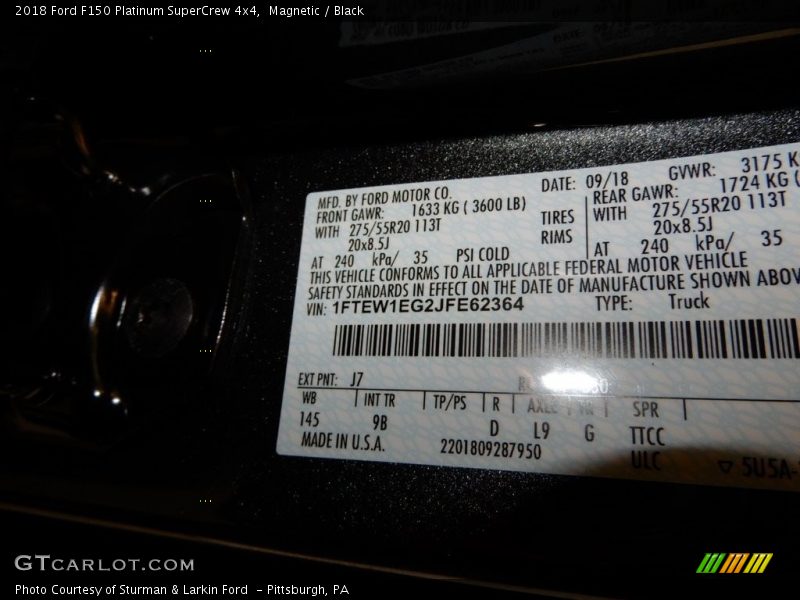 Magnetic / Black 2018 Ford F150 Platinum SuperCrew 4x4
