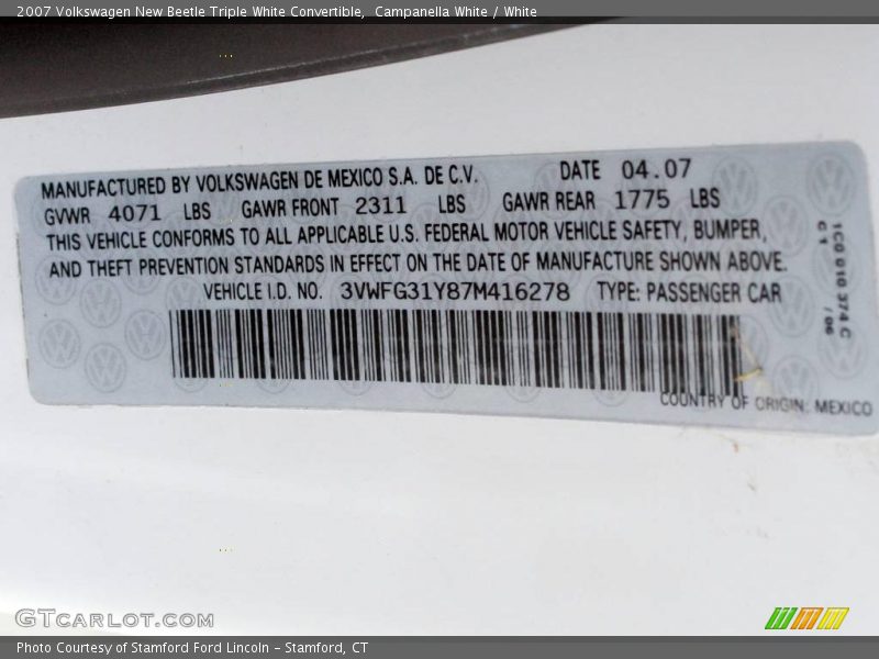 Campanella White / White 2007 Volkswagen New Beetle Triple White Convertible