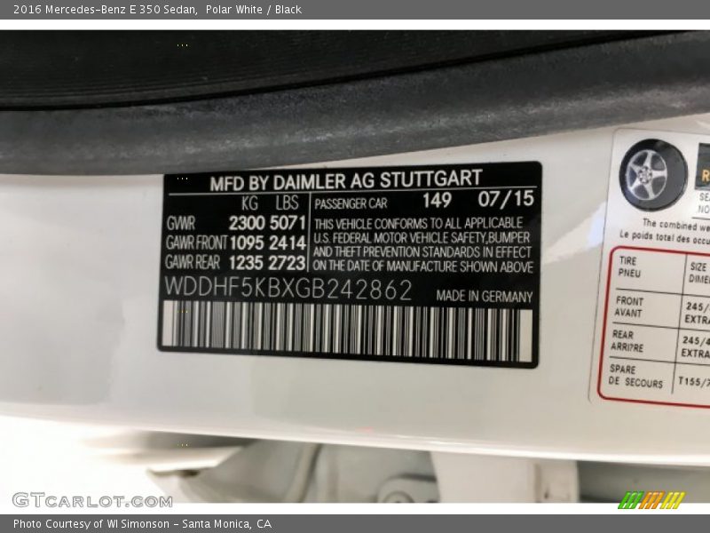 Polar White / Black 2016 Mercedes-Benz E 350 Sedan