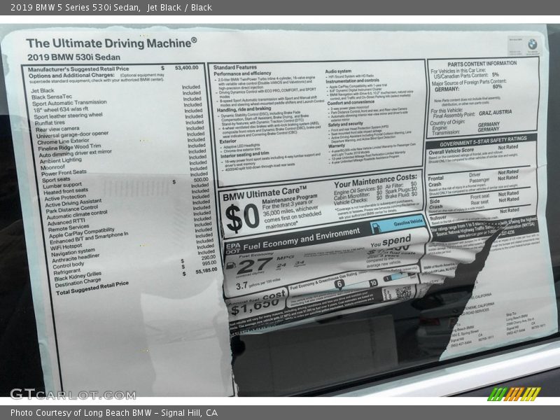 Jet Black / Black 2019 BMW 5 Series 530i Sedan