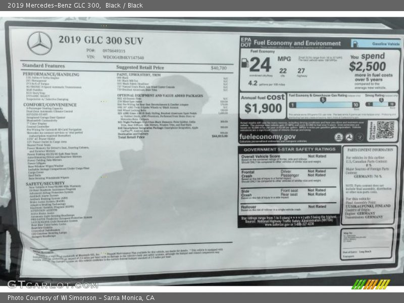 Black / Black 2019 Mercedes-Benz GLC 300
