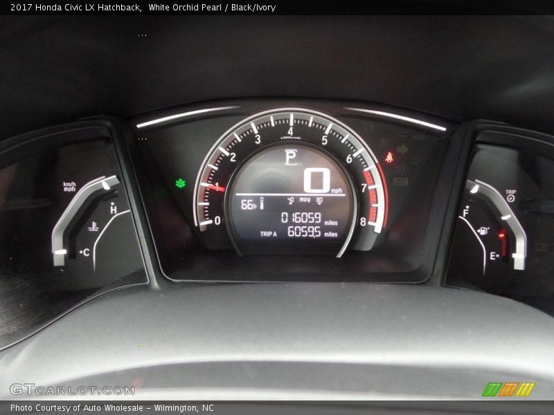 White Orchid Pearl / Black/Ivory 2017 Honda Civic LX Hatchback