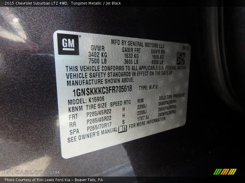 Tungsten Metallic / Jet Black 2015 Chevrolet Suburban LTZ 4WD
