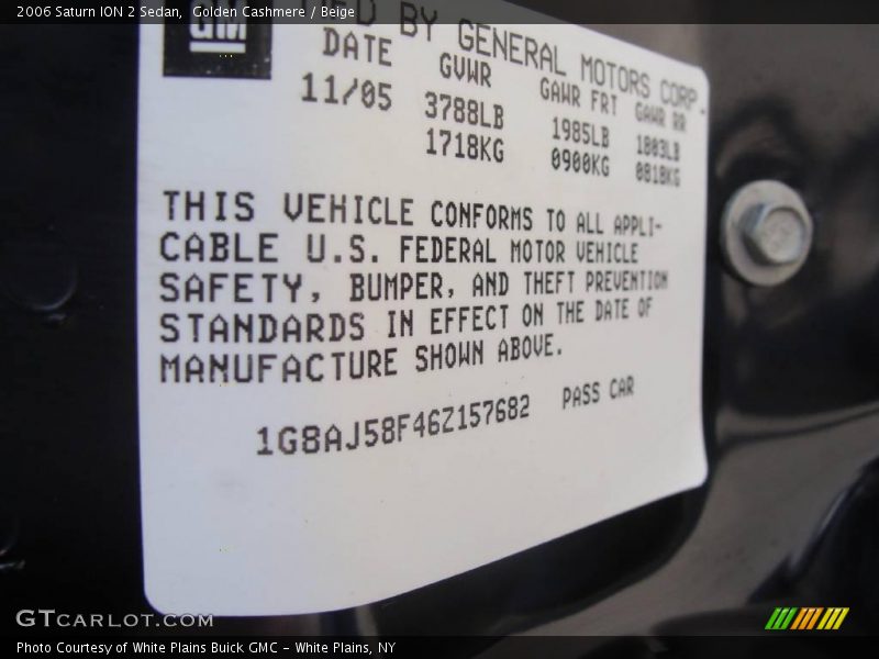 Golden Cashmere / Beige 2006 Saturn ION 2 Sedan