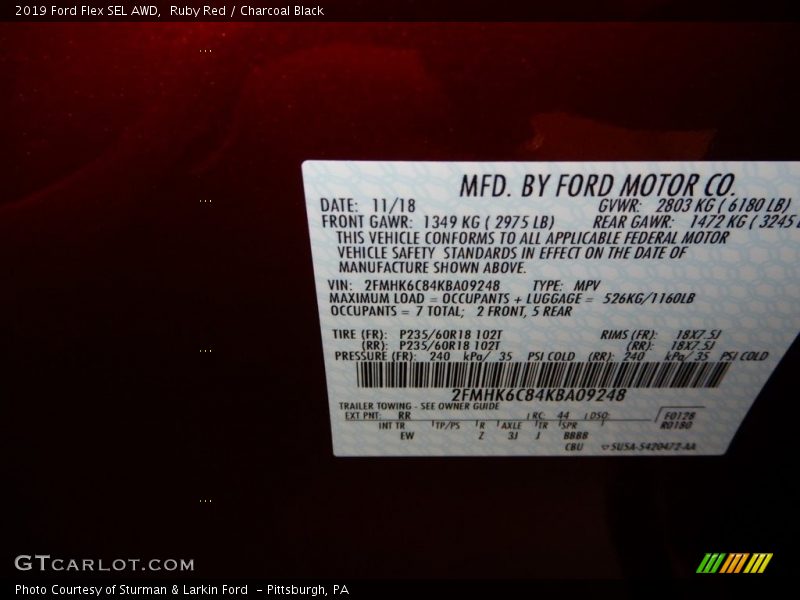 Ruby Red / Charcoal Black 2019 Ford Flex SEL AWD