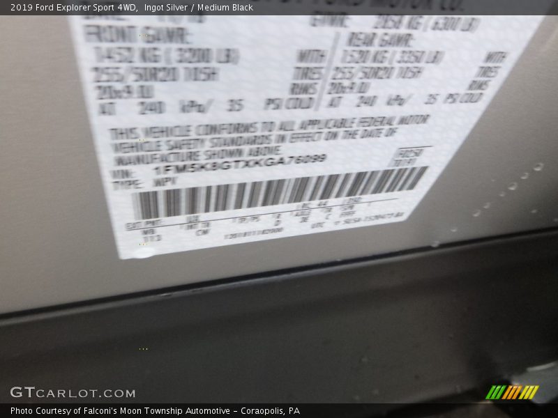 Ingot Silver / Medium Black 2019 Ford Explorer Sport 4WD