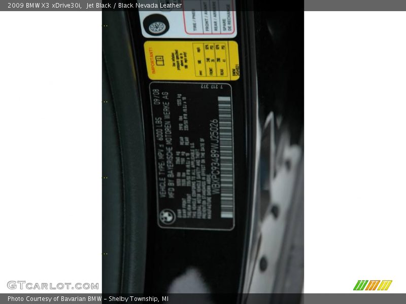 Jet Black / Black Nevada Leather 2009 BMW X3 xDrive30i