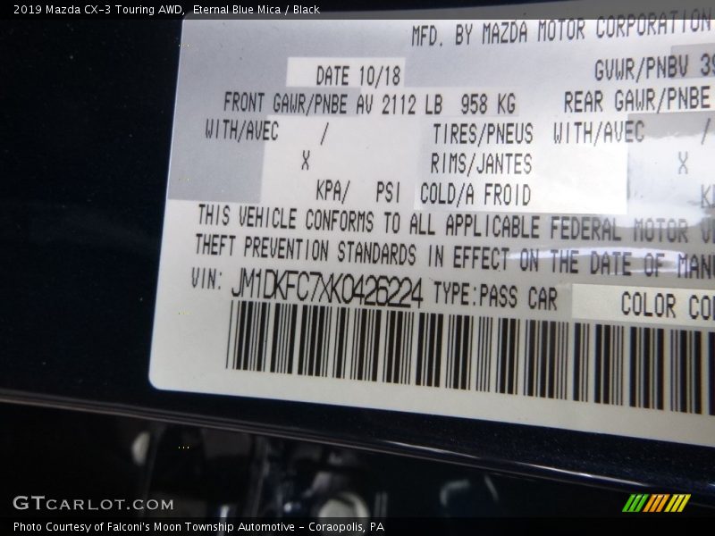 Eternal Blue Mica / Black 2019 Mazda CX-3 Touring AWD