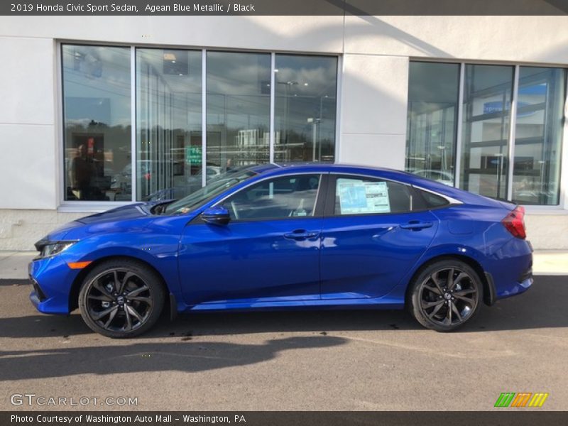 Agean Blue Metallic / Black 2019 Honda Civic Sport Sedan