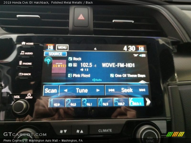 Polished Metal Metallic / Black 2019 Honda Civic EX Hatchback