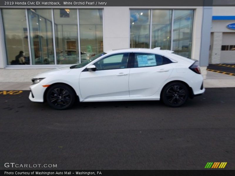White Orchid Pearl / Ivory 2019 Honda Civic EX Hatchback