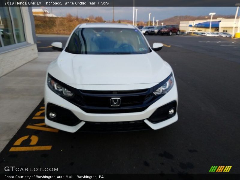 White Orchid Pearl / Ivory 2019 Honda Civic EX Hatchback