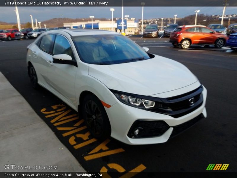 White Orchid Pearl / Ivory 2019 Honda Civic EX Hatchback