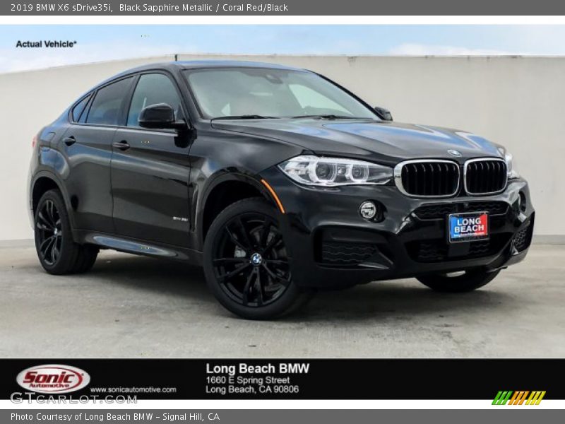 Black Sapphire Metallic / Coral Red/Black 2019 BMW X6 sDrive35i