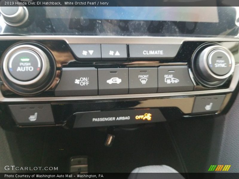 White Orchid Pearl / Ivory 2019 Honda Civic EX Hatchback