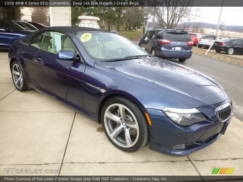 Deep Sea Blue Metallic / Cream Beige 2008 BMW 6 Series 650i Convertible