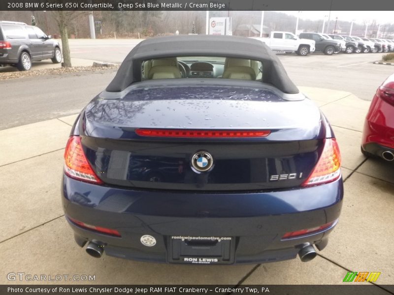 Deep Sea Blue Metallic / Cream Beige 2008 BMW 6 Series 650i Convertible