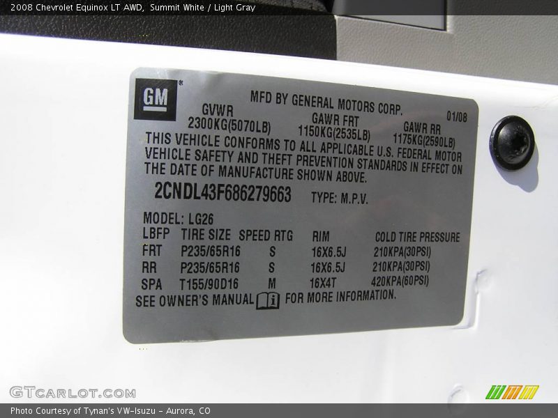 Summit White / Light Gray 2008 Chevrolet Equinox LT AWD