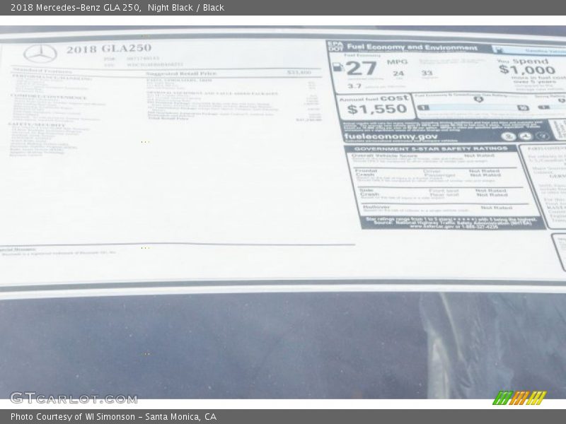 Night Black / Black 2018 Mercedes-Benz GLA 250
