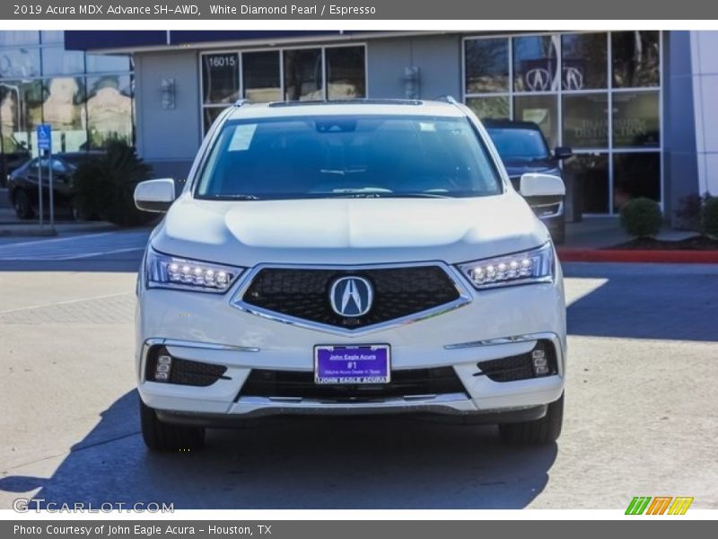 White Diamond Pearl / Espresso 2019 Acura MDX Advance SH-AWD