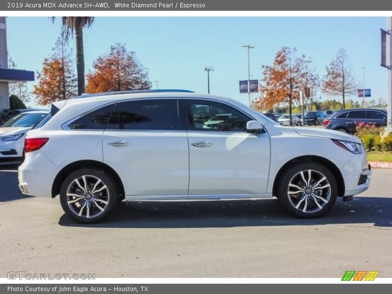 White Diamond Pearl / Espresso 2019 Acura MDX Advance SH-AWD