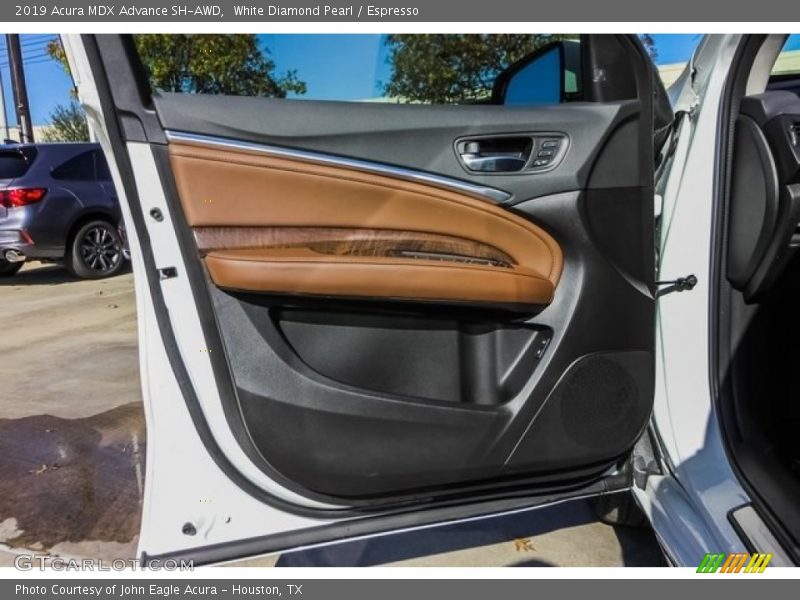 White Diamond Pearl / Espresso 2019 Acura MDX Advance SH-AWD