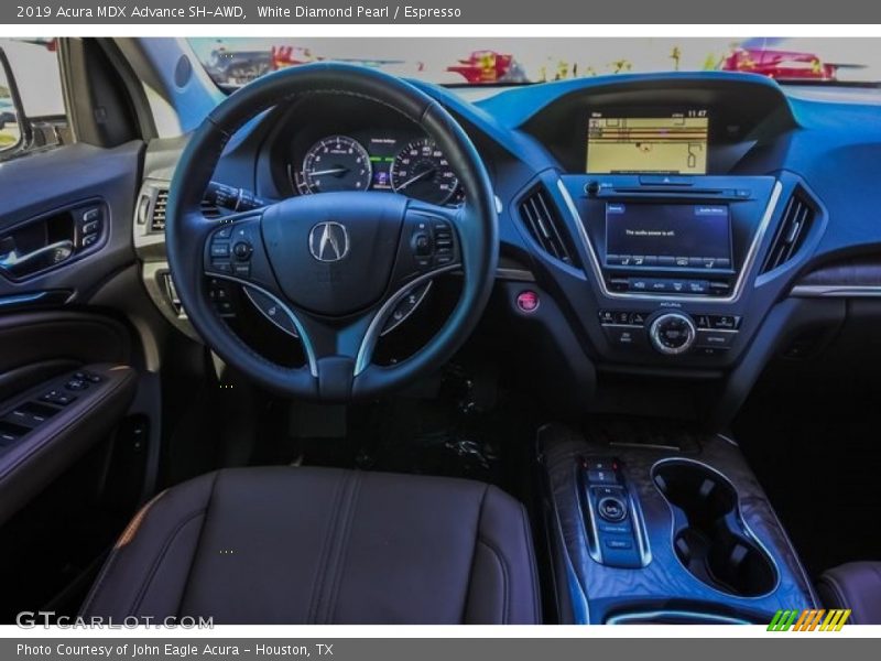 White Diamond Pearl / Espresso 2019 Acura MDX Advance SH-AWD
