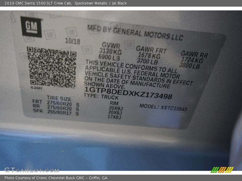 Quicksilver Metallic / Jet Black 2019 GMC Sierra 1500 SLT Crew Cab