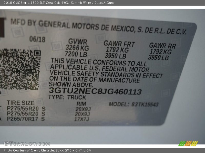 Summit White / Cocoa/­Dune 2018 GMC Sierra 1500 SLT Crew Cab 4WD