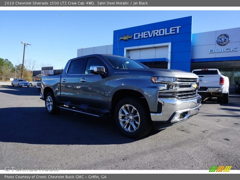 Satin Steel Metallic / Jet Black 2019 Chevrolet Silverado 1500 LTZ Crew Cab 4WD