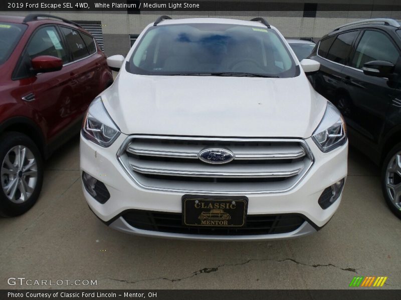 White Platinum / Medium Light Stone 2019 Ford Escape SEL 4WD