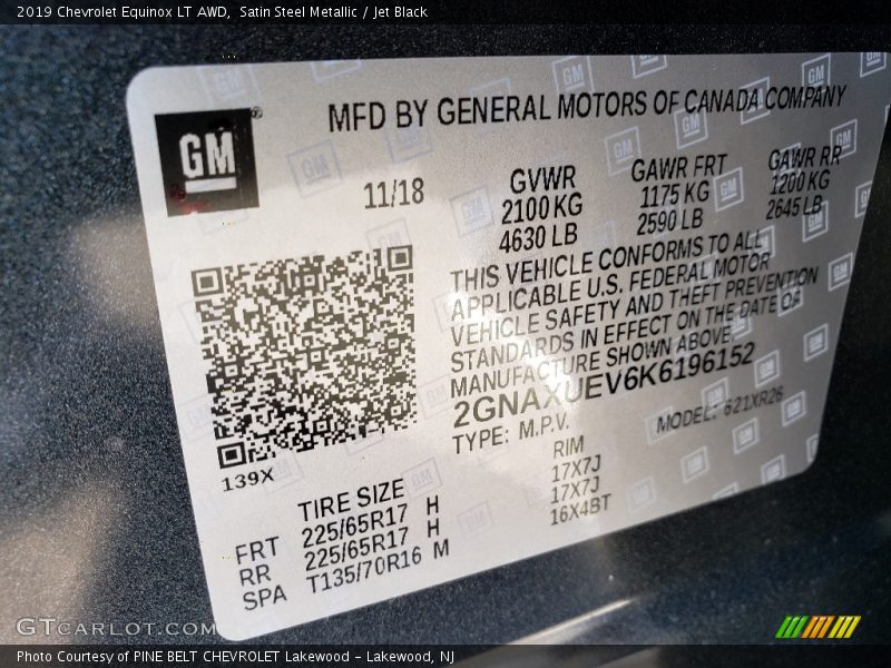 Satin Steel Metallic / Jet Black 2019 Chevrolet Equinox LT AWD
