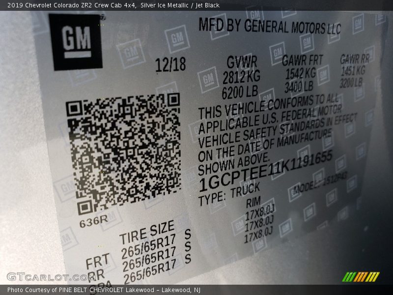 Silver Ice Metallic / Jet Black 2019 Chevrolet Colorado ZR2 Crew Cab 4x4