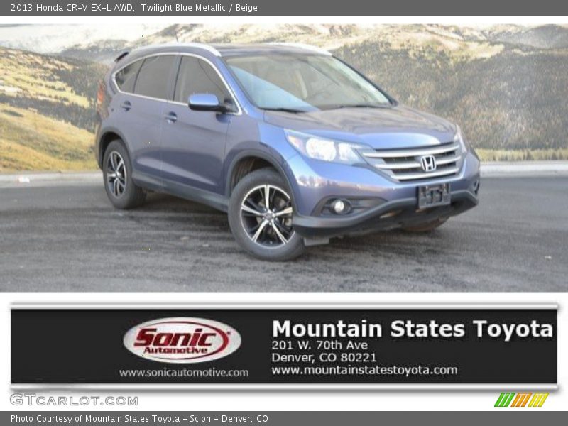 Twilight Blue Metallic / Beige 2013 Honda CR-V EX-L AWD