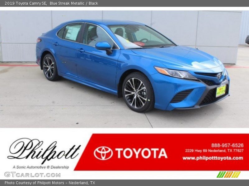 Blue Streak Metallic / Black 2019 Toyota Camry SE