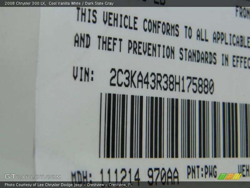 Cool Vanilla White / Dark Slate Gray 2008 Chrysler 300 LX
