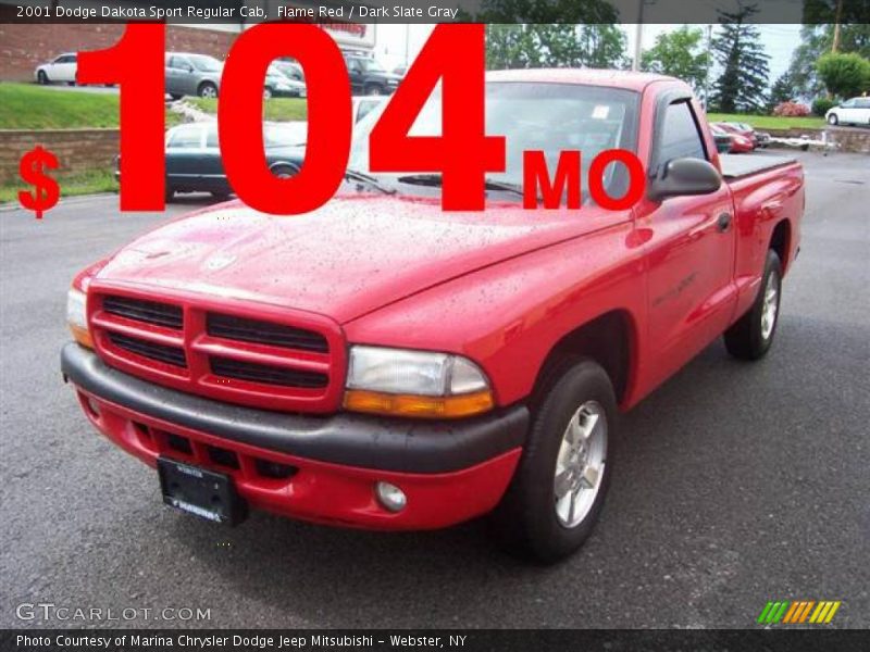 Flame Red / Dark Slate Gray 2001 Dodge Dakota Sport Regular Cab