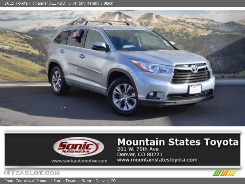 Silver Sky Metallic / Black 2015 Toyota Highlander XLE AWD