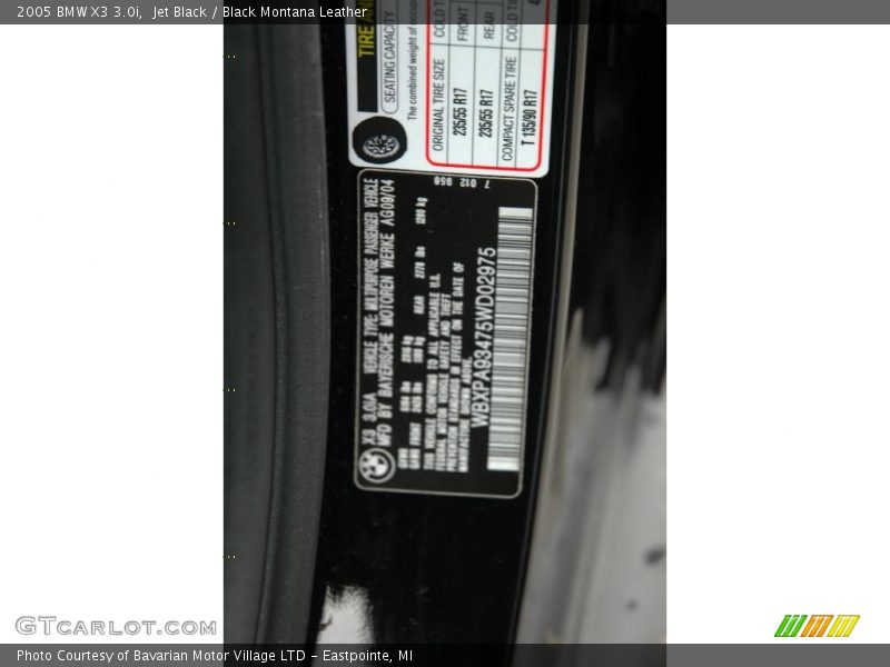 Jet Black / Black Montana Leather 2005 BMW X3 3.0i