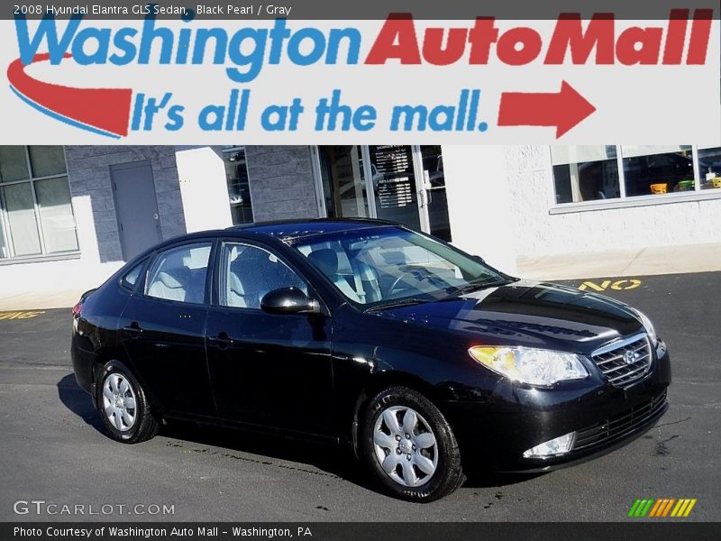 Black Pearl / Gray 2008 Hyundai Elantra GLS Sedan