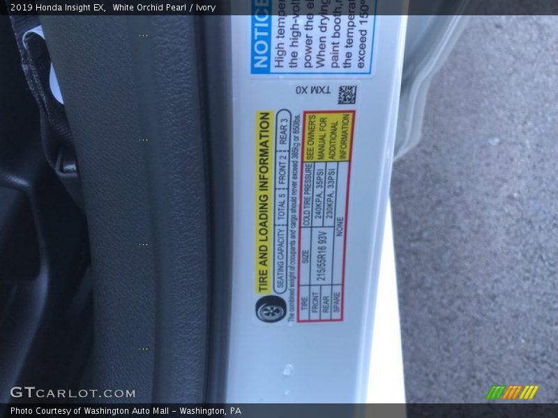 White Orchid Pearl / Ivory 2019 Honda Insight EX